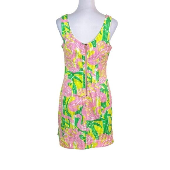 Lilly Pulitzer Women’s Textured Tropical Flamingo Print Sheath Dress, Size 8 - Picture 3 of 10